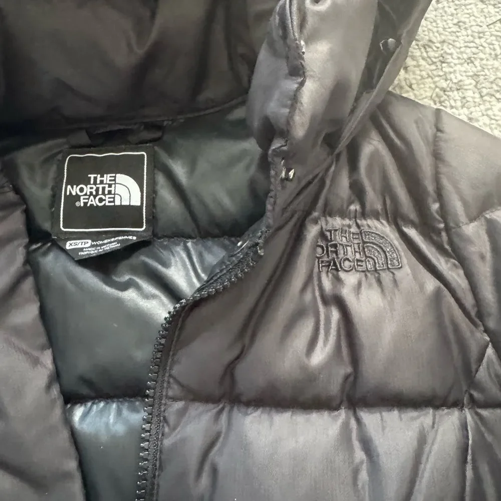 The North Face black winter puffer jacket with fur hood size XS